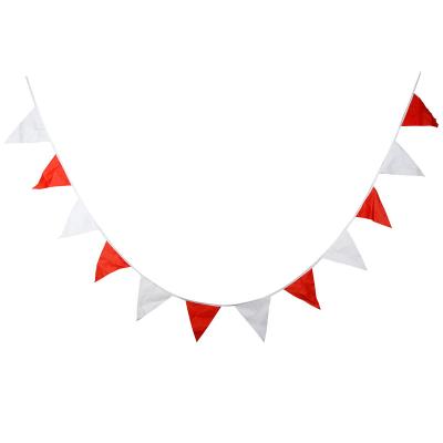 China Yiwu Red 10m 36PCS Cotton White Triangle Cloth Banner Photo Background Bunting Hanging Banner for sale