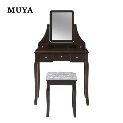 China Wholesale Price Disassembled Dresser Furniture 5 Drawers Vanity Dressing Table With Adjustable Mirror for sale