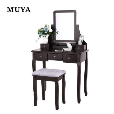 China Disassembled Luxury Bedroom Mirror Dresser Furniture Vanity Makeup Dressing Table With 5 Drawers for sale