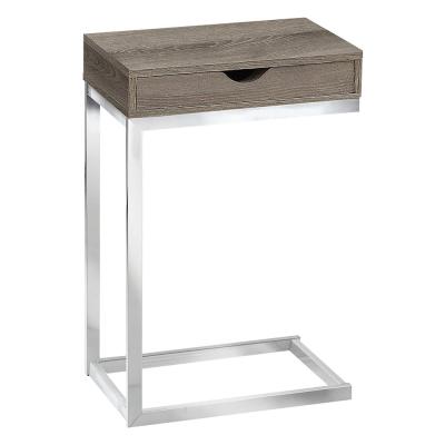 China (Other) Wholesale Adjustable Metal Base Bedside Table End Table Chrome C Accent Table With Drawer for sale