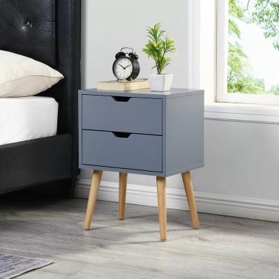 China (Other) Modern Adjustable Drawer End Table 2 Drawer Storage Bedside Table Wood Cabinet Chest For Bedroom for sale