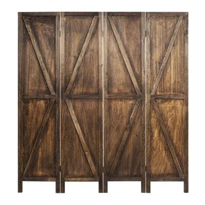 China Europe 4 Panel Folding Screen Wood Room Divider Folding Privacy Screen for sale