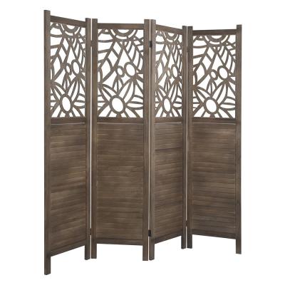 China Europe Vintage 4 Panels Folding Wooden Screen Privacy Partition Wall Room Divider Screen for sale