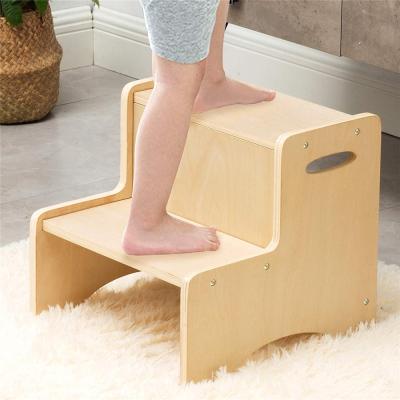 China Modern Child Safety Stool Two Step Stool Wooden Toddler Step Stool For Kids for sale