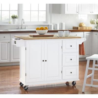 China Kitchen Cart Storage Prep Table Solid Wood White Kitchen Islands for sale