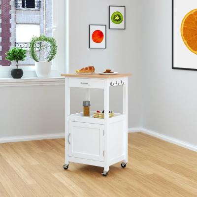 China Kitchen Solid Wood Wooden Serving Cart With Wheels Kitchen Island Carts for sale