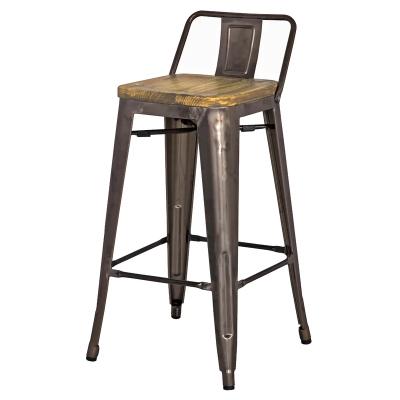 China Modern Wholesale Industrial Iron Metal Bar Stool Counter Stool With Back for sale