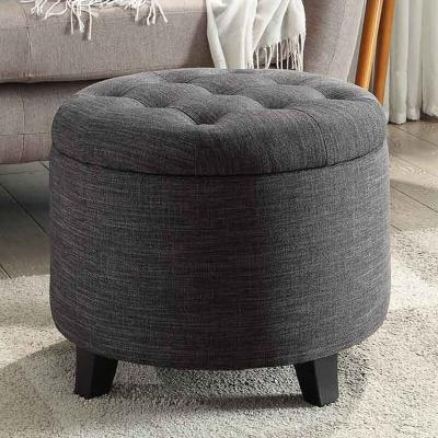 China Good Quality 20 Inch Round Storage Ottoman Stool With Storage for sale