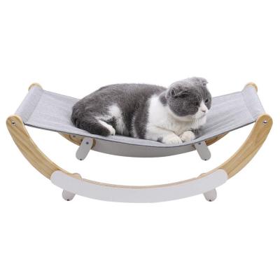 China Cat Hanging Bed Stocked with Durable Wooden Frame Cat Furniture Solid Wood Pet Bed for sale