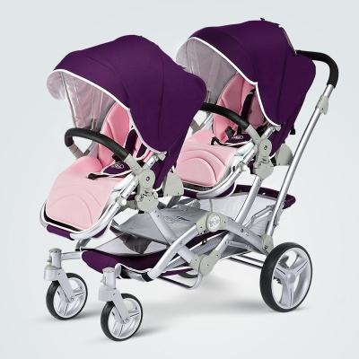 China New Arrival Portable High Quality Twin Stroller Baby Stroller Easy Folding Multi Function Shock Absorption Baby Stroller For Baby 1-48 Months Easy Fold Twin Stroller for sale