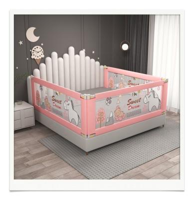 China Oxford cloth factory price cartoon bed guardrail for baby high quality bed protector surrounded oxford cloth baby bed guardrail for sale