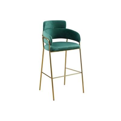 China Luxury High Counter Chair Stainless Steel Velvet Bar Chair Green Velvet Counter Stool Comfortable Modern Kitchen Stool for sale