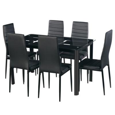 China Storage Glass Dining Table Set 1+6 Modern Design Dining Table Chair Set for Used Living Dining Room for sale