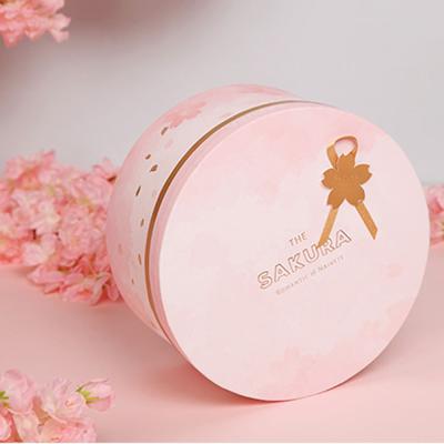 China Recycled Custom Materials Private Label Cardboard Soft Artificial Pink Round Boxes Necklace Packaging Cake Box for sale