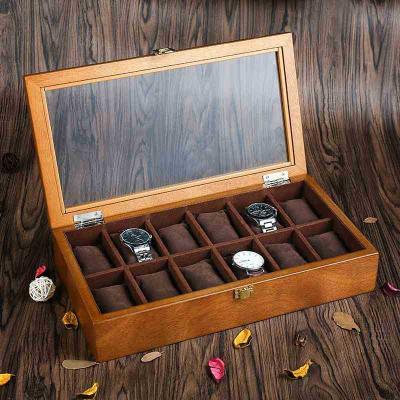 China Handmade Size Customizable Gift Box Luxury Wooden Watch Storage Box With Inner Velvet for sale