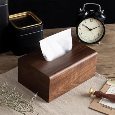 China OEM Handmade Unfinished Deep Color Flat Wood Decorated Tissue Box Holder With Lids for sale