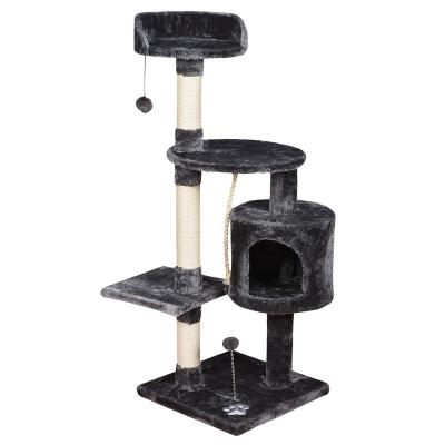 China Manufacturer Cat Furniture Wood Tower Cardboard Sustainable Pet Cat Tree House for sale