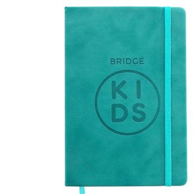 China A5 hardcover hardcover notebook notebook with elastic band, embossed logo pu leather for sale