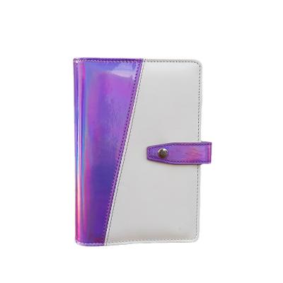 China Popular Hot Selling Luxury Hardcover Rainbow A5/A6 Loose Leaf Diary Journal Notebook With Laser Hardcover Book for sale