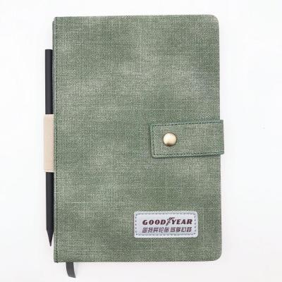 China Custom hardcover promotional gift logo PU canvas cover diary for sale