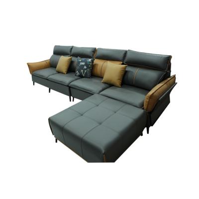 China Other Customizable Simple Style Fabric Living Room Furniture 4 Seaters Blue Sofa for sale