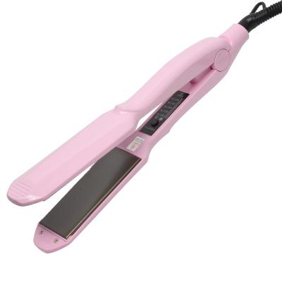 China Hotel light pink digital titanium flat iron privatel label hair straightener white and purple for sale