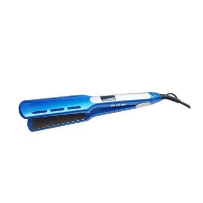 China Professional 2021 New Outdoor Titanium Custom Logo Private Label Digital LCD Iron Hair Straightener Flat for sale