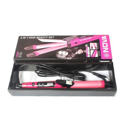 China Hair Straightening And Curling Function Best Price Nova Label 2In1 Hair Curling With Ceramic Straightener Hair Salon Equipment for sale