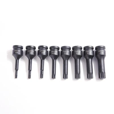 China Strong and Durable 8 pcs CR-MO M5 Hex Size Impact Socket Set for Hand Electric Tool for sale