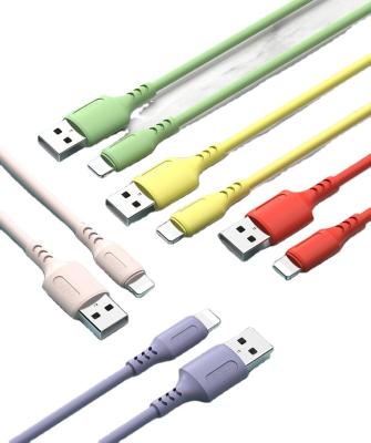 China MP3/MP4 Player Macaron 2.4A Colorful Charging USB Cable Data Transfer Liquid Soft Rubber Micro Data Cable for sale