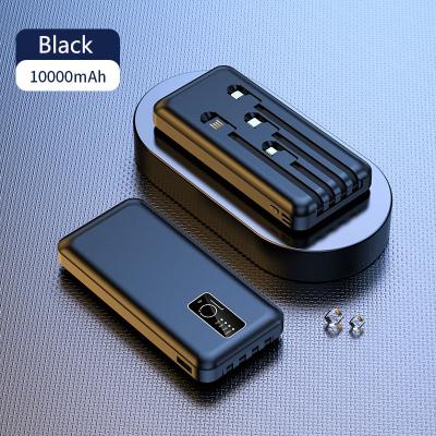 China Fast Charge Support New Model Built-in 4 In 1 Cable Charging Treasure 10000mah Mobile Power Supply for sale