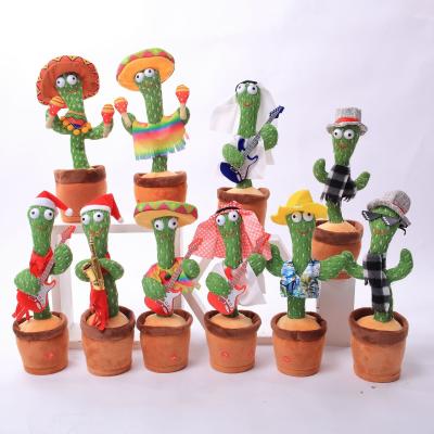 China Hot Selling Battery Version Cactus Plush Toys Dancing Electronic Cactus Shake Childhood Funny Toys With Song for sale