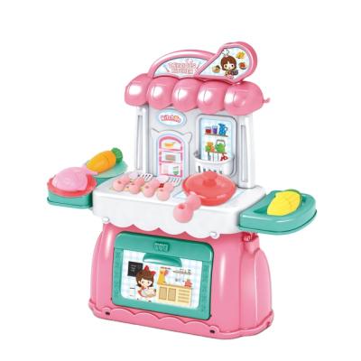 China Eco-friendly Pink Plastic Girl Pretend Play Cooking Play Kitchen Toys For Kids for sale