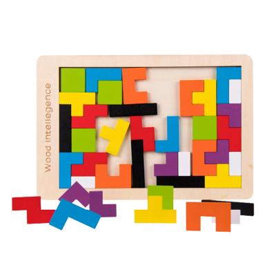 China Non-Toxic Wooden Board Non-Toxic Russian Wooden Jigsaw Puzzle Matching Matching Montessori Toy for sale