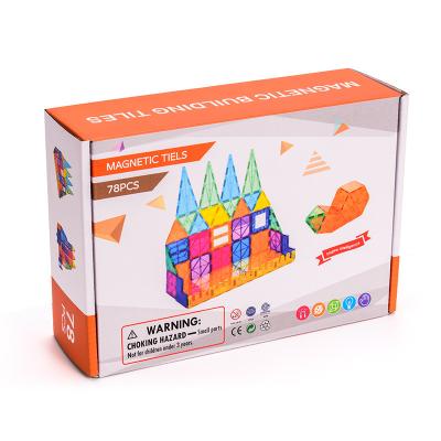 China Construction Toy Construction Toy Hot Sale 3D DOWN Educational Toys Magnetic Building Tiles 78PCS DIY Building Tile for sale