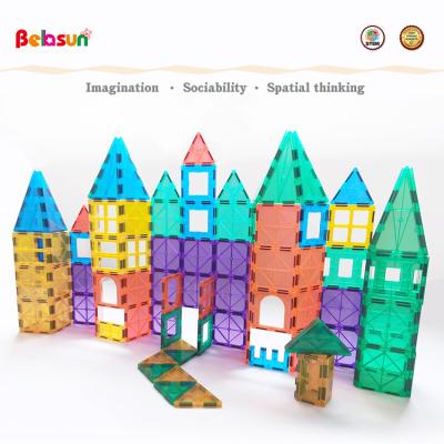 China Building Toy Construction Toy Hotsale 3D Push Back Educational Toys 60PCS Magnetic Tiles With DIY Car Building Block for sale