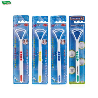 China Oral Care Professional Customized Plastic Tongue Cleaner Colorful Tongue Scraper for sale