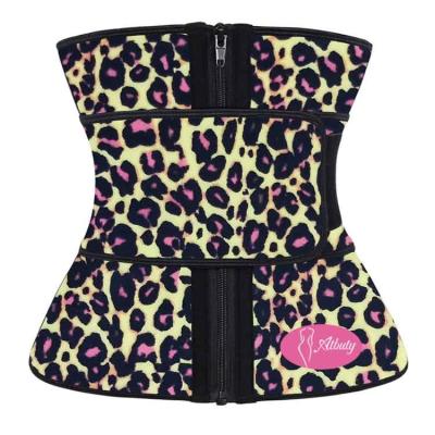 China ATBUTY Leopard Print Underbust Latex Waist Trainer Corset Belt For Breathable Weight Loss for sale