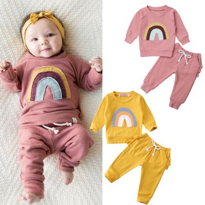 China 2021 Casual New Autumn Newborn Kids Baby Girl Clothes Long Sleeve Sweatshirt Tops+Ruffle Pants Outfits Autumn Set for sale