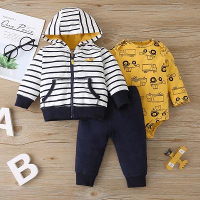 China 2021 Newborn Boys Girls Autumn Winter Breathable Clothes Set Cartoon Romper Pants Infant Clothing Set Baby Cotton Clothes for sale