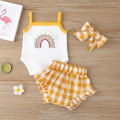 China Breathable Summer Newborn Baby Clothes Camisole Set Top+ Ruffled Casual Comfortable Shorts 2Pcs Set for sale