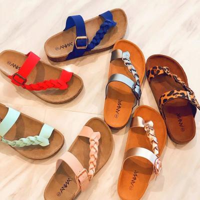 China CUSHIONING EVA Sole Flat Sandals Wholesale New Designs Horizon PU Sandals Double Strap Buckle Women Flat Leather Sandals for sale