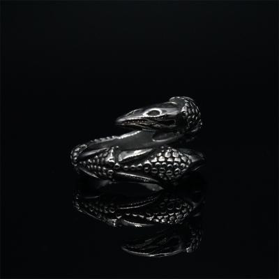 China Trendy Vintage Skyline Stainless Steel Women's Ring Men Turkish Dragon Claw Free Tarnish Jewelry Rings for sale