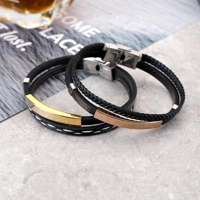 China Wholesale FASHIONABLE Men's Skyline Bracelet Men's Leather Bracelets Leather Stainless Steel Couples Valentine's Day Gift Bracelets for sale