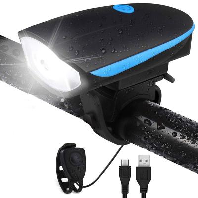 China Super Bright Led High Low Flash Bike Bicycle Horn Light Set Front Headlights USB Rechargeable Dustproof Waterproof Safety Light for sale