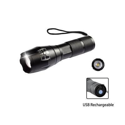 China Waterproof Black Torch 18650, Super Bright Powerful Buzz Light Powerful Buzz Light Emergency Rechargeable Flashlights 1000 Lumen Tactical Led Flashlight for sale