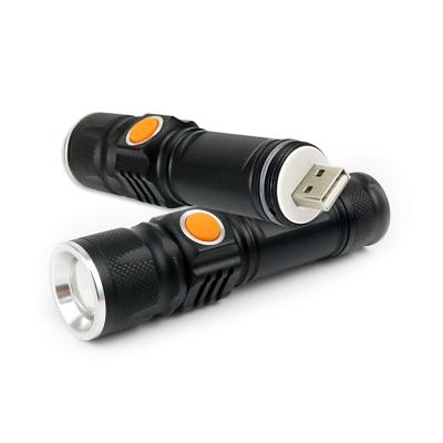 China Mini Waterproof Zoom Zoom USB Rechargeable Torch LED Flashlight For Emergency Rechargeable Battery Aluminum Alloy NI-MH IP65 ROHS CE for sale