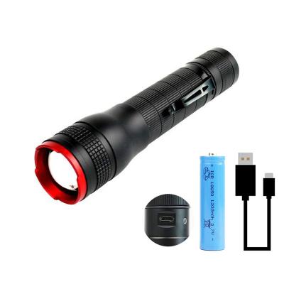 China Portable Adjustable 10w Aluminum Alloy 1000 Lumens Led Torch Light With Clip 5 Modes Tactical Rechargeable Flashlight for sale