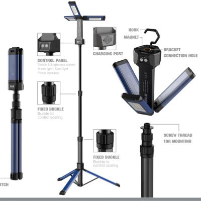 China Perfect for repair shop.factory and portable magnetic lumen LED tripod work light adjustable color temperature etc. Dimmable 2000 USB Recharge Light with Telescope for sale