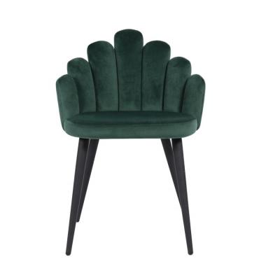 China Modern Multi-scene Use Finger Train Green Velvet Dining Chairs Upholstered Makeup Comfortable Lounge Dining Chairs for sale